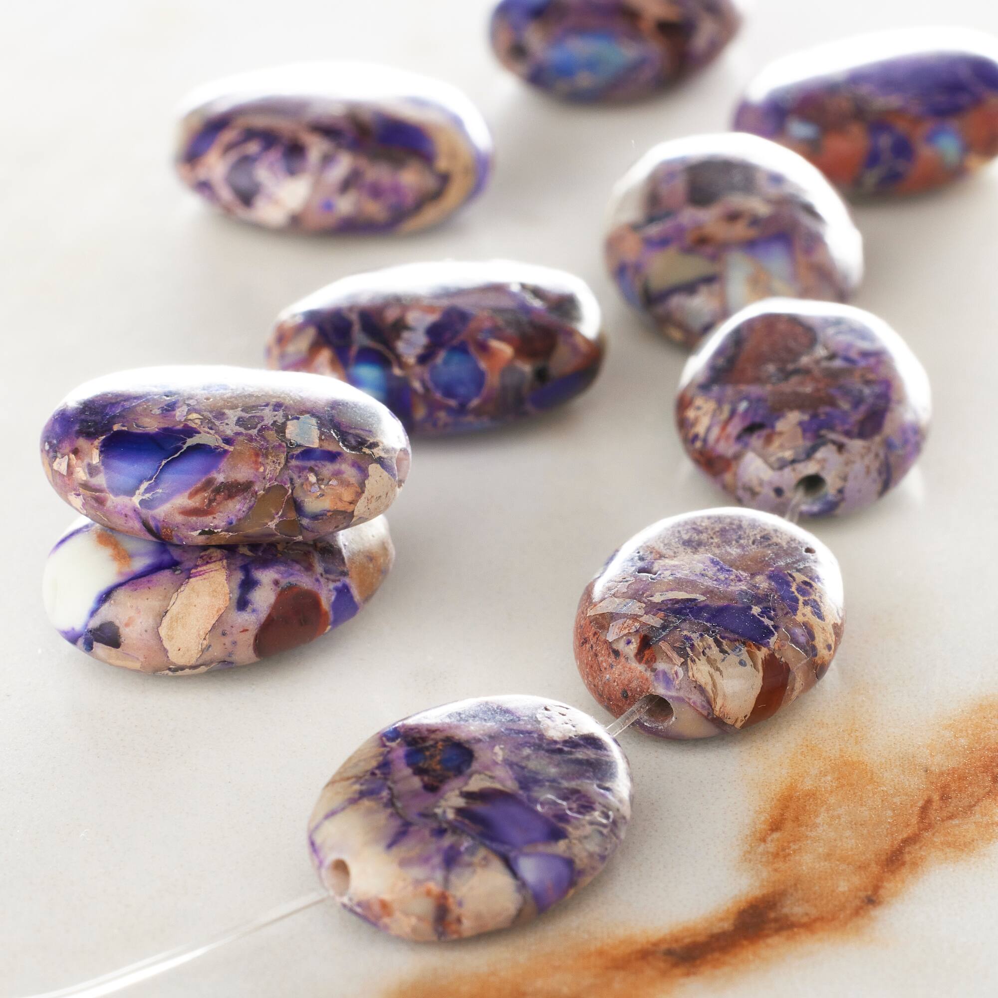 Amethyst Dyed Serpentine Jasper Oval Beads, 16mm by Bead Landing™